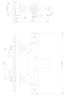 Смеситель для ванны Raiber Graceful RPG-008 с термостатом золото матовое